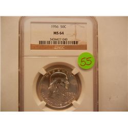 1956 Franklin Half Dollar, Graded by NGC MS64