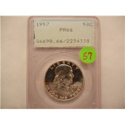 1957 Franklin Half Dollar, Graded by PCGS PR66