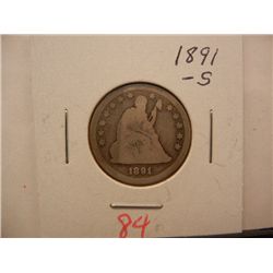 1891-S Seated Liberty Quarter