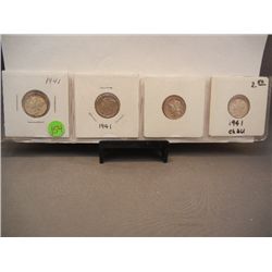 (4) Mercury Dimes: 1941-D, (3) 1941