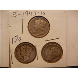 (3) Mercury Dimes: 1943-D