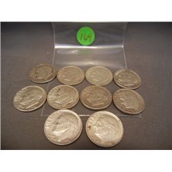 10 Silver Roosevelt Dimes, Mixed Dates