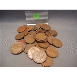 (50) Lincoln Wheat Cents, Mixed Dates