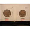 Image 1 : (2) Buffalo Nickels: 1936, 1937