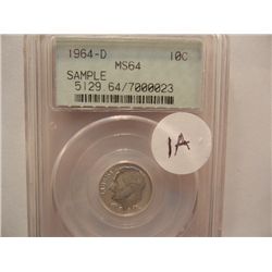 1964-D Roosevelt Dime, Graded by PCGS MS64