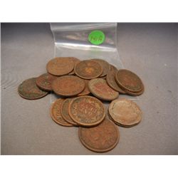 (20) Indian Head Cents, Mixed Dates