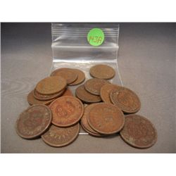 (20) Indian Head Cents, Mixed Dates
