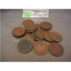 (20) Indian Head Cents, Mixed Dates