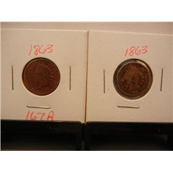 (2) 1863 Indian Head Cents