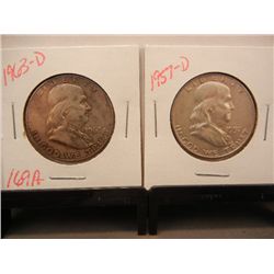 1957-D & 1963-D Franklin Half Dollars