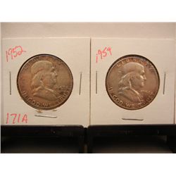 1952 & 1954 Franklin Half Dollars