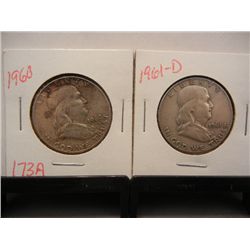 1960 & 1961-D Franklin Half Dollars