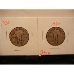 (2) 1930 Standing Liberty Quarters