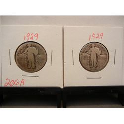(2) Standing Liberty Quarters: 1929