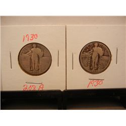(2) Standing Liberty Quarters: 1930