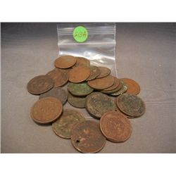 (20) Indian Head Cents, Mixed Dates