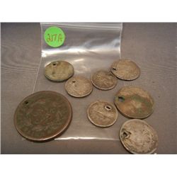 (8) US Coins, All w/ Holes
