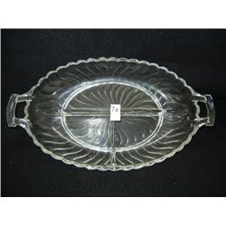 Fostoria Swirl Glass Dbl. Hdl. Divided Dish