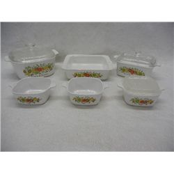 6 Piece Corningware Dishes, + 2 lids