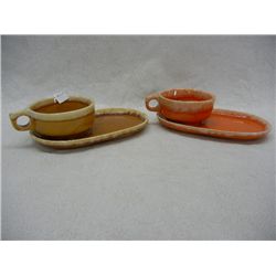 Pair of Hull Ovenware Soup & Sandwich Dish Sets