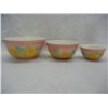 Image 4 : 3 Piece Pottery  Mixing Bowl Set with Raised Flowers