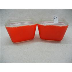 2- Pyrex Small Red Refrigerator Dishes