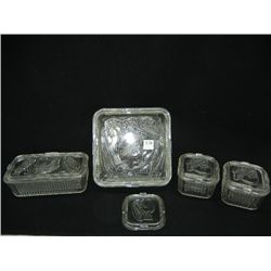 Fire King 4- Piece Clear Glass Refrigerator Dishes