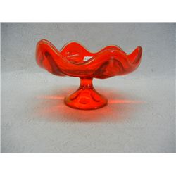 Orange Glass Stemmed Dish