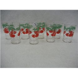 8-Vintage Juice Glasses W/Cherries