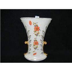 USA A8INGD Hand Painted Ceramic Vase # 486  with Flowers & Gold Trim Handles