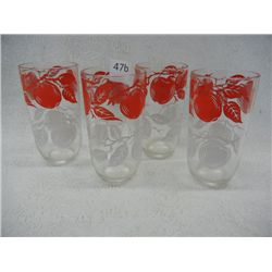 (4) Apple Pattern Drinking Glasses