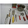 Image 3 : Misc. Kitchen Utensils: Sifter, Spatulas, Slotted Spoons, Nut Cracker, Grater