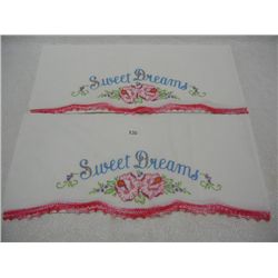 Pair of Embroidered Pillow Cases