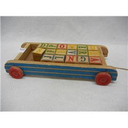 Wood Letter Blocks & Wagon