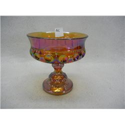 Amber Carnival Glass Stemmed Compote