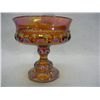 Image 3 : Amber Carnival Glass Stemmed Compote