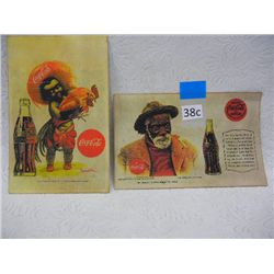 (2) Small Coca-Cola Black Memorbilia Post Cards