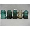 Image 1 : (4) Green Glass Insulators & (1) Clear Glass Insulator