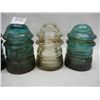 Image 3 : (4) Green Glass Insulators & (1) Clear Glass Insulator