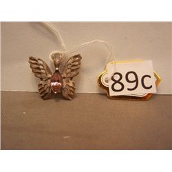 Sterling Butterfly Pendant w/ Pink Gemstone