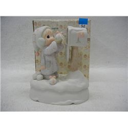 "I'm Sending You A White Christmas" Precious Moments Musical Porcelain Figurine