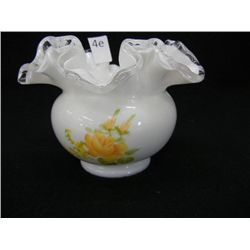 Fenton Hand Painted Ruffled Edge Bowl
