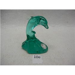 Fenton Green Glass Dolphin