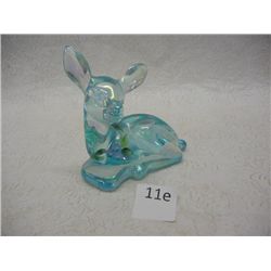 Fenton Hand Painted Blue Glass Deer