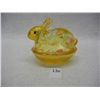 Image 1 : Fenton Hand Painted Yellow Glass Bunny on a Nest