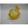 Image 2 : Fenton Hand Painted Yellow Glass Bunny on a Nest