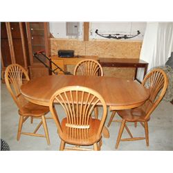 Oak Table & 4 Chairs W/2 Table Boards