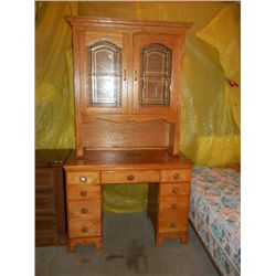 Oak China Hutch Top & Pine Desk