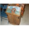 Image 1 : Wood Hand Painted Trash Can Cover W/Trash Can