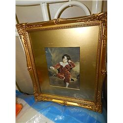 VINTAGE FRAMED PICTURE - BROWN BOY SITTING